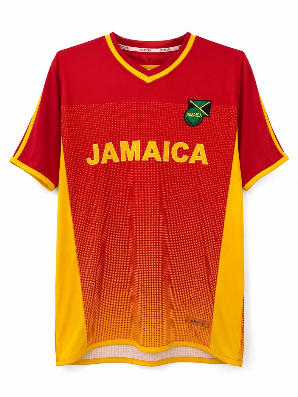 Orro Jamaica Soccer Jersey Red Yellow Dry Fit Football Shirt Men's Large